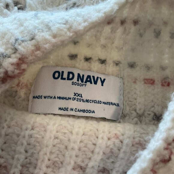 Women’s cozy mock neck sweater cream stripes size XXL - Picture 2 of 2